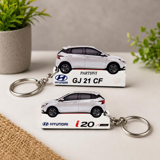 i20 N Line - Personalized Hyundai Car Keychain - Wood, Acrylic, Metal Printed