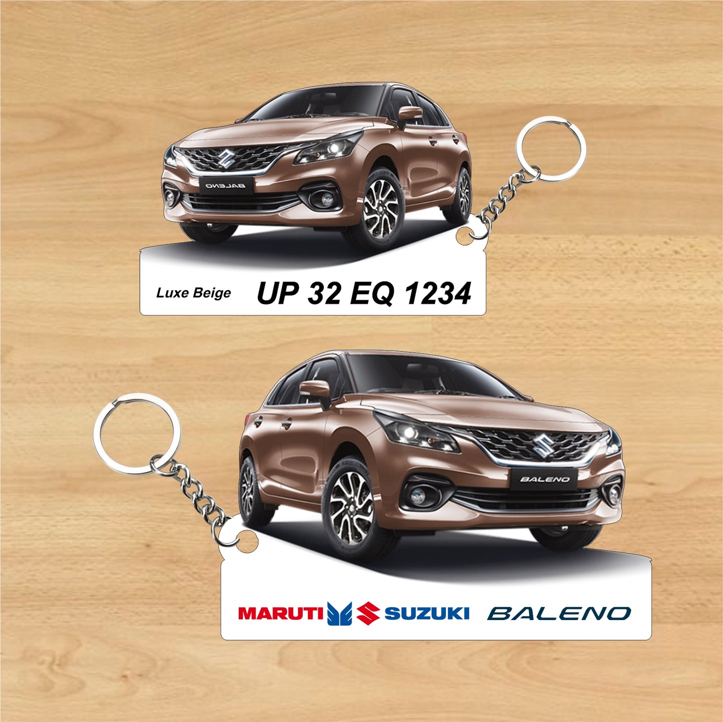 Baleno - Personalized  Maruti Suzuki Two-Sided Sublimation Keychain