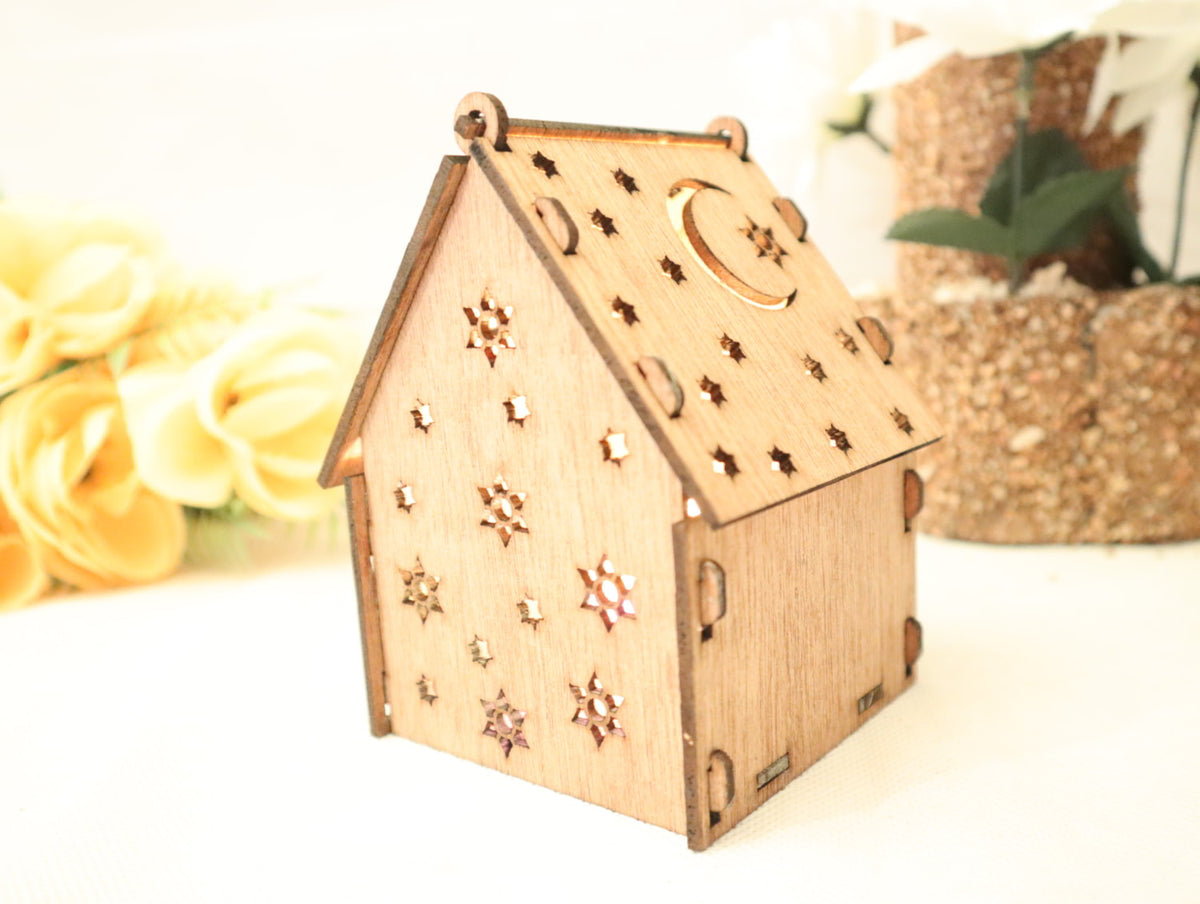 DIY Wooden Birdhouse with Moon & Star Cutouts | Garden Decor