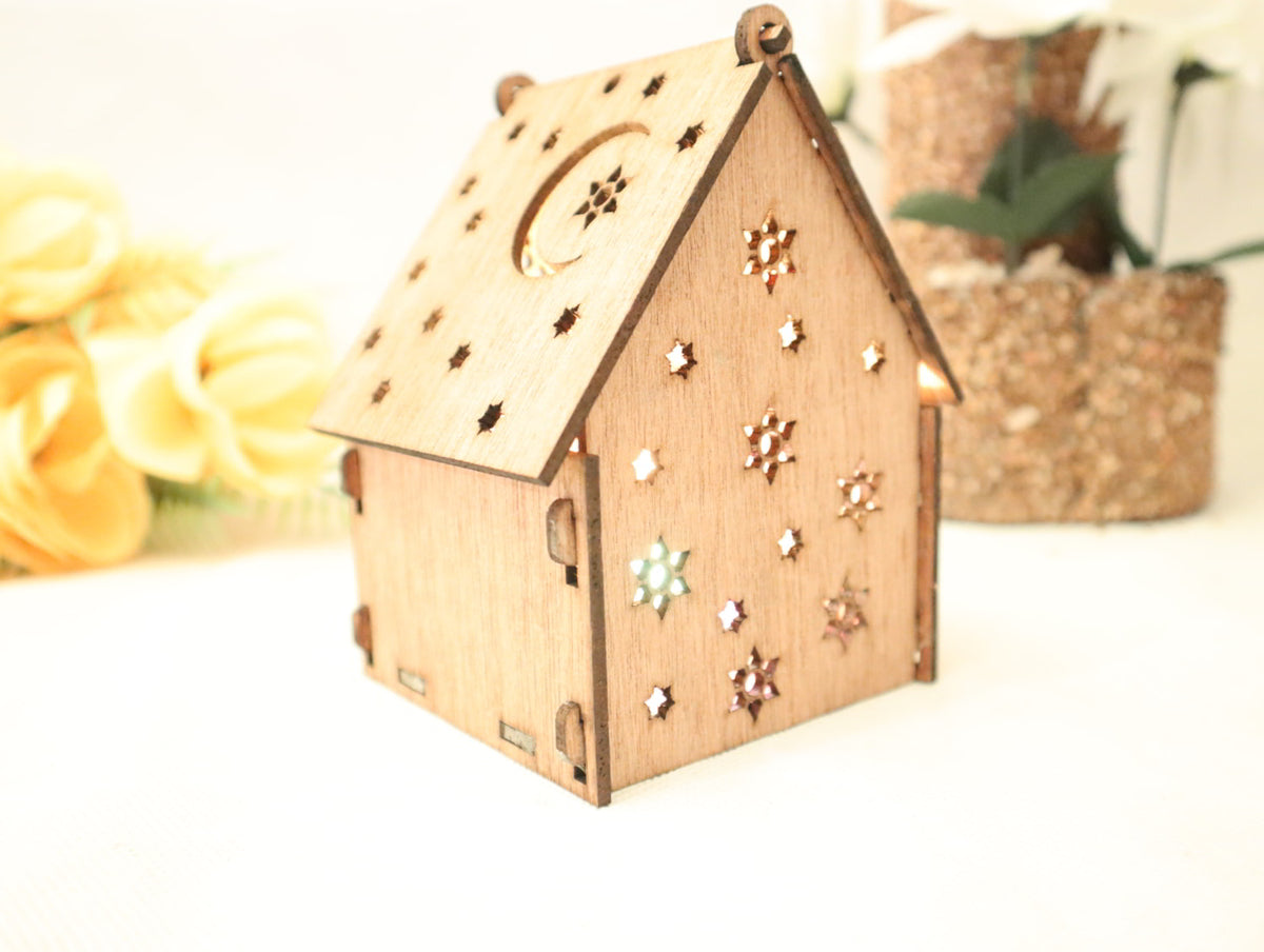 DIY Wooden Birdhouse with Moon & Star Cutouts | Garden Decor
