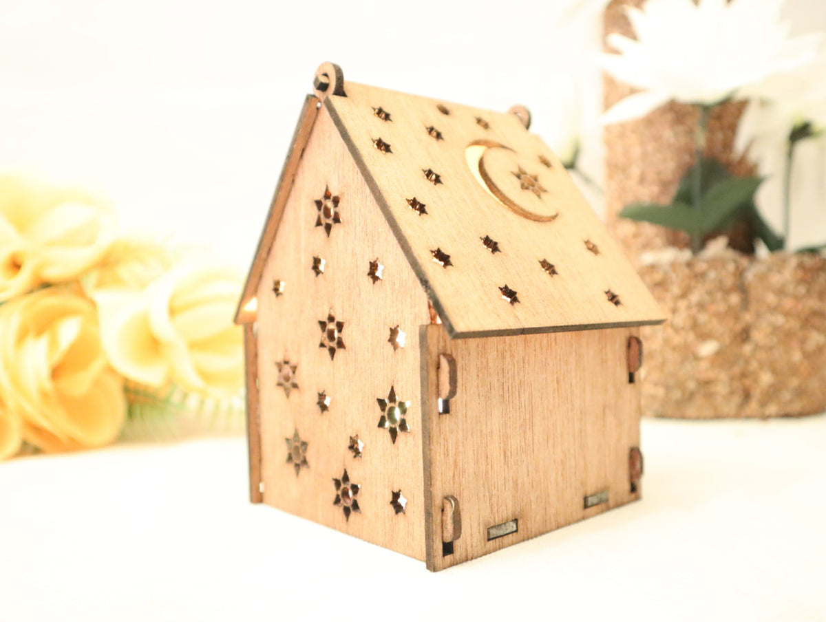 DIY Wooden Birdhouse with Moon & Star Cutouts | Garden Decor