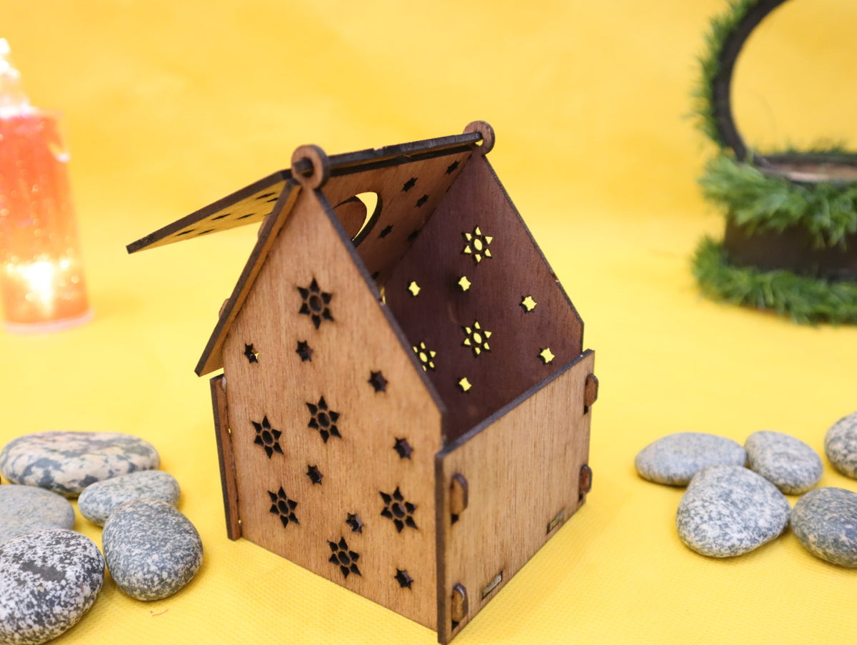 DIY Wooden Birdhouse with Moon & Star Cutouts | Garden Decor