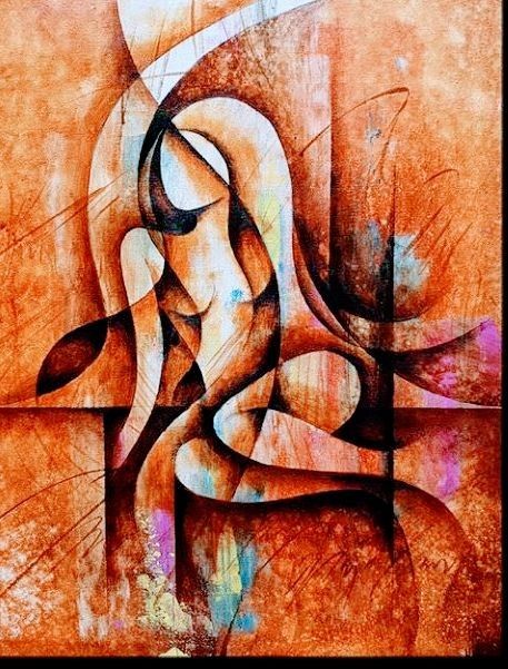 Abstract Embrace Couple Acrylic Wall Art