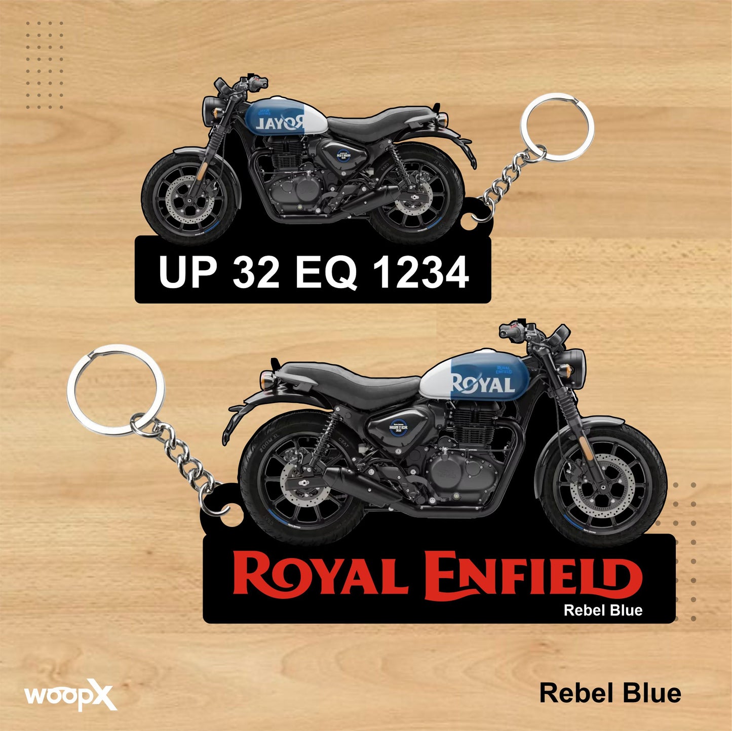 Hunter 350 - Personalized Royal Enfield Two-Sided Sublimation Keychain