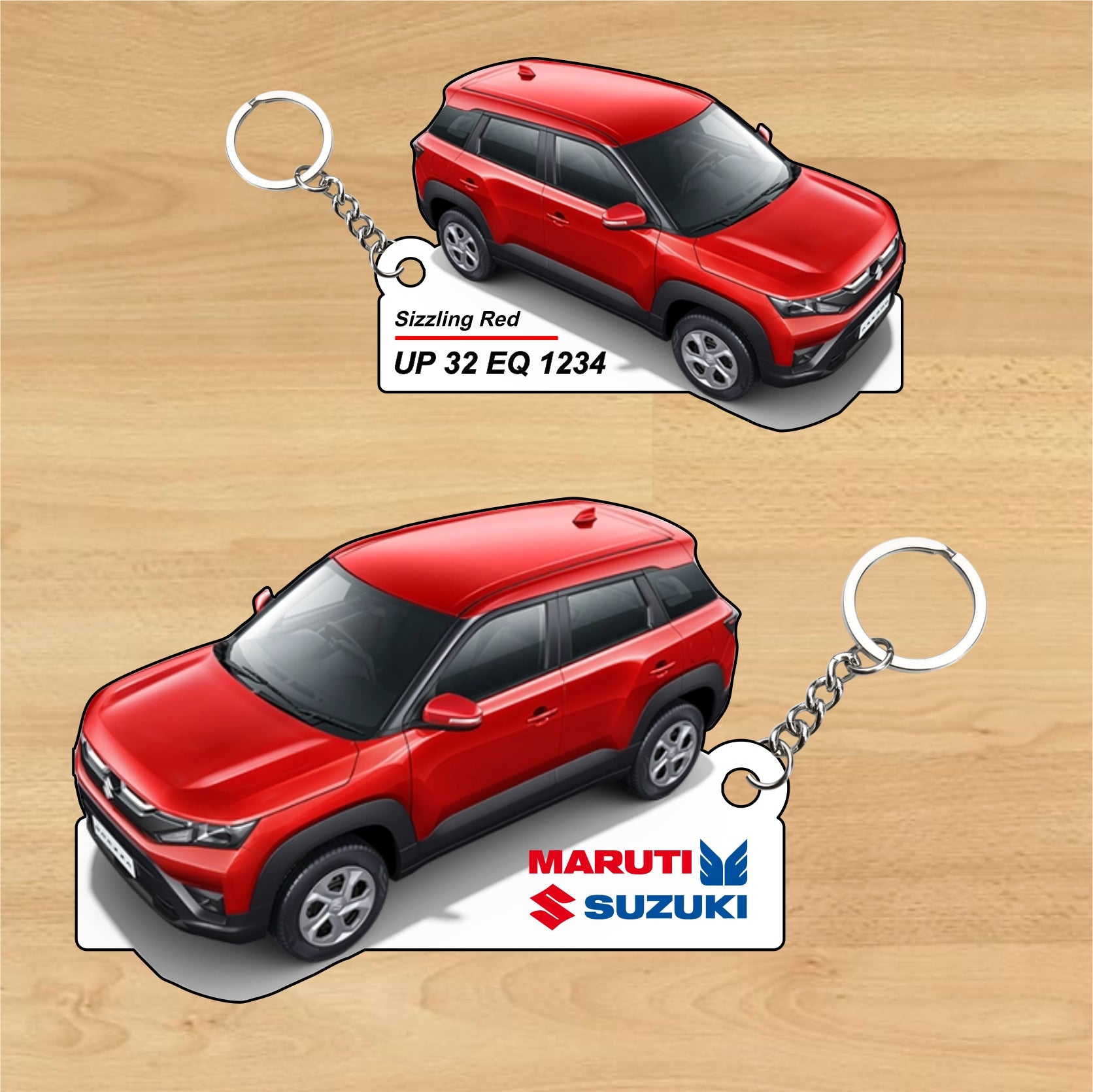 Brezza - Personalized  Maruti Suzuki Two-Sided Sublimation Keychain