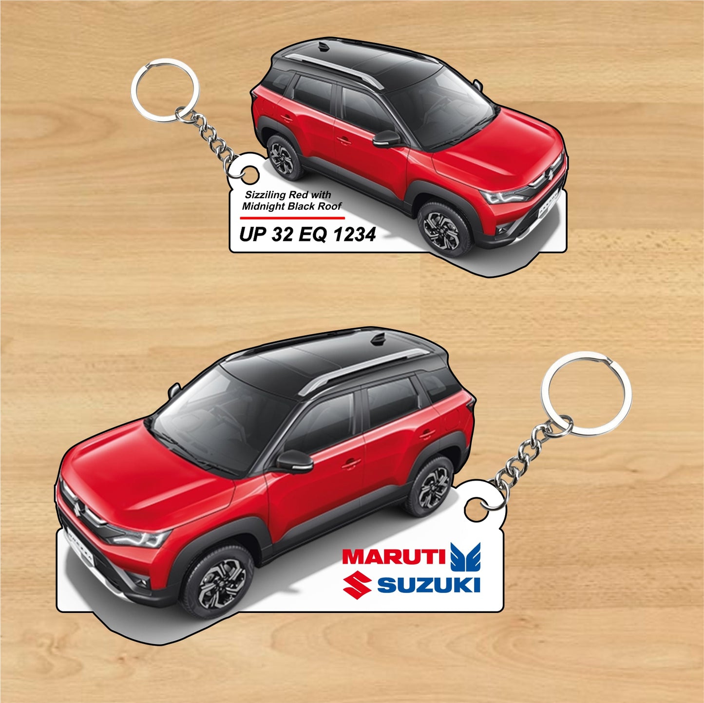 Brezza - Personalized  Maruti Suzuki Two-Sided Sublimation Keychain