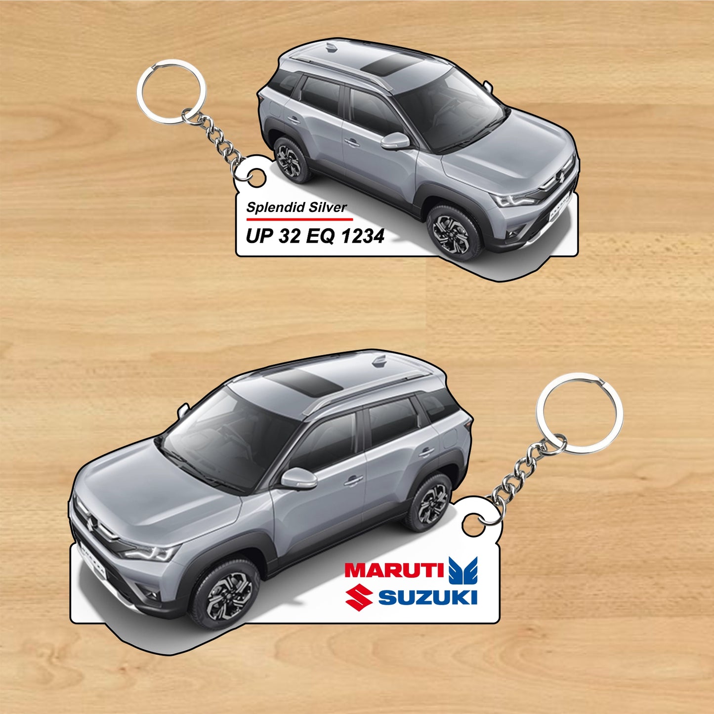 Brezza - Personalized  Maruti Suzuki Two-Sided Sublimation Keychain