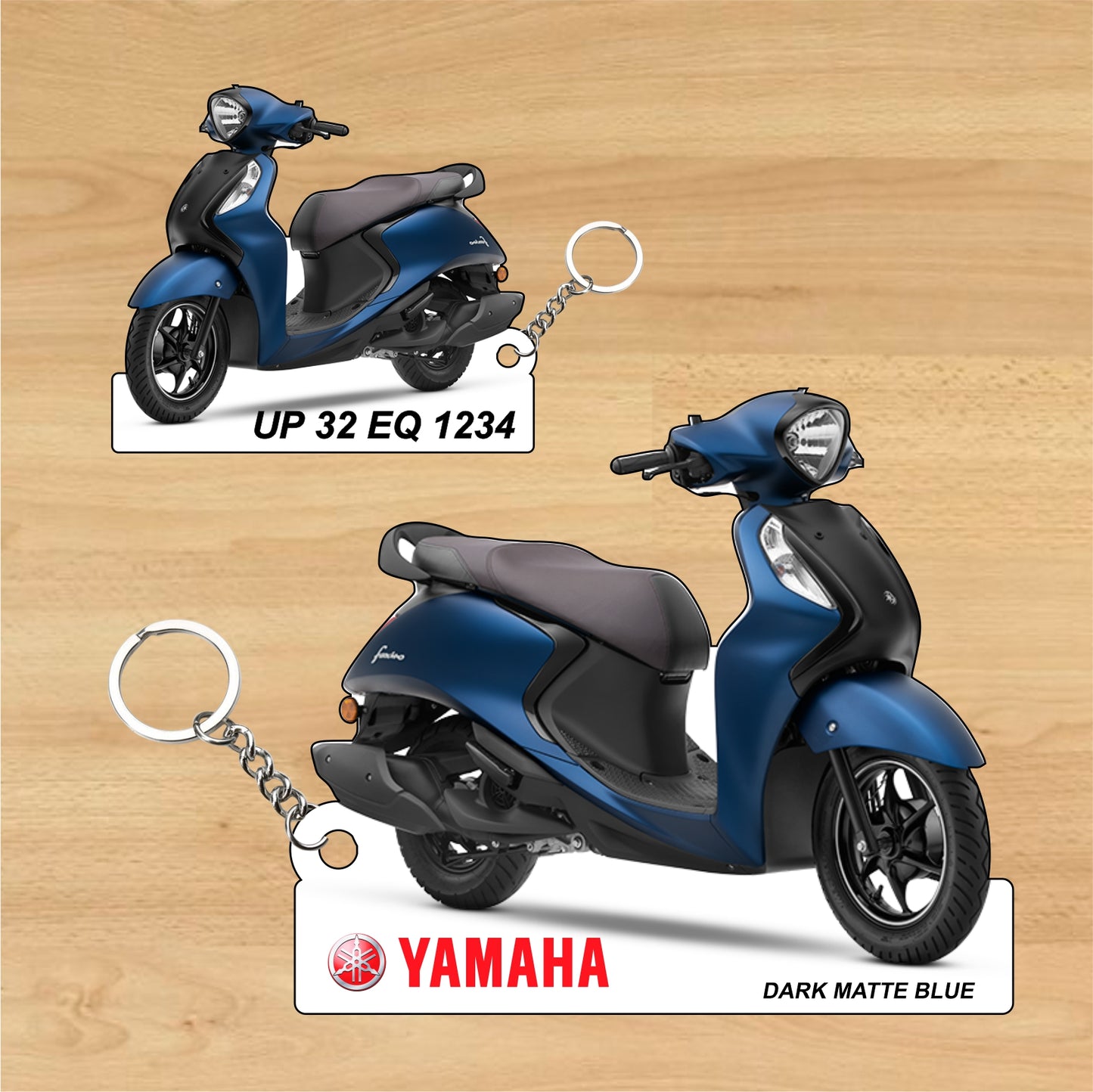 Fascino 125 Fi Hybrid - Personalized Yamaha Two-Sided Sublimation Keychain