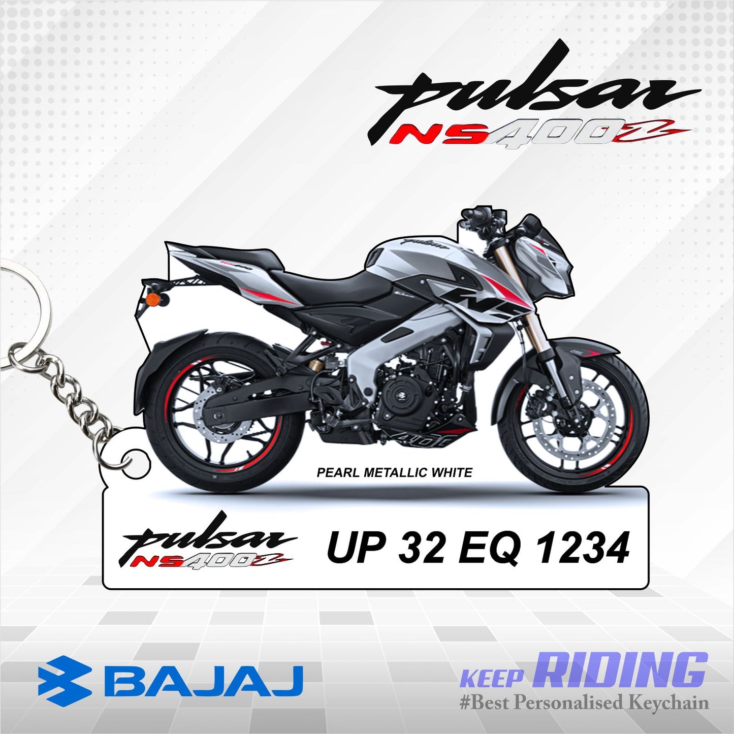 Pulsar NS 400z - Personalized Bajaj Keychain - Wood, Acrylic, Metal Printed