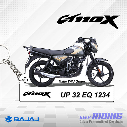 CT 110X - Personalized Bajaj Keychain - Wood, Acrylic, Metal Printed