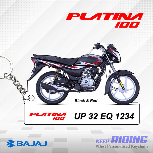 Platina 100 - Personalized Bajaj Keychain - Wood, Acrylic, Metal Printed