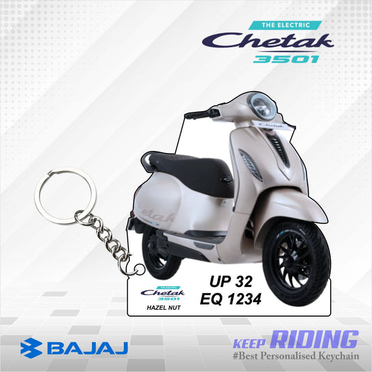 CHETAK 3501 - Personalized Bajaj Scooter Keychain - Wood, Acrylic, Metal Printed