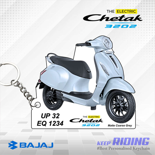 CHETAK 3202 - Personalized Bajaj Scooter Keychain - Wood, Acrylic, Metal Printed