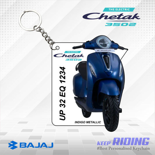 CHETAK 3502 - Personalized Bajaj Scooter Keychain - Wood, Acrylic, Metal Printed