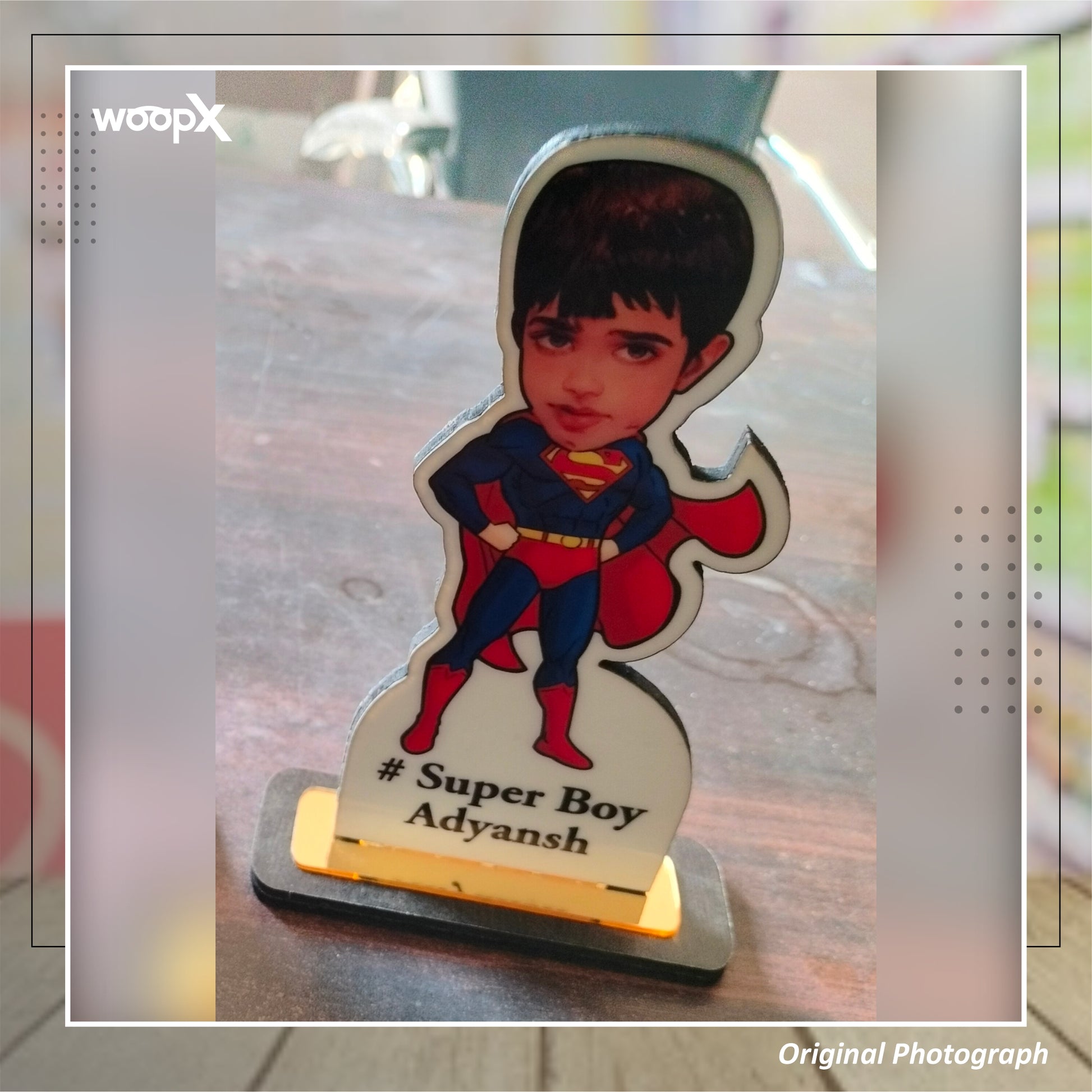 Custom Super Boy Caricature - Personalized Sublimation MDF Artwork | 15cm x 7cm