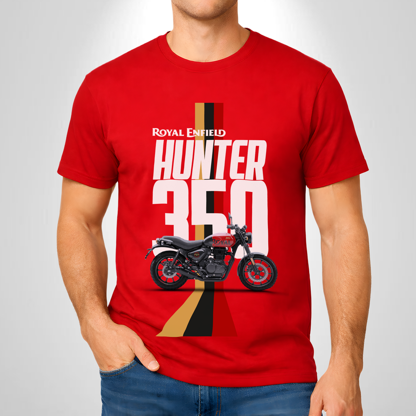 Hunter 350 - Rebel Red | Cotton Bio Wash - Graphic Printed T-shirt