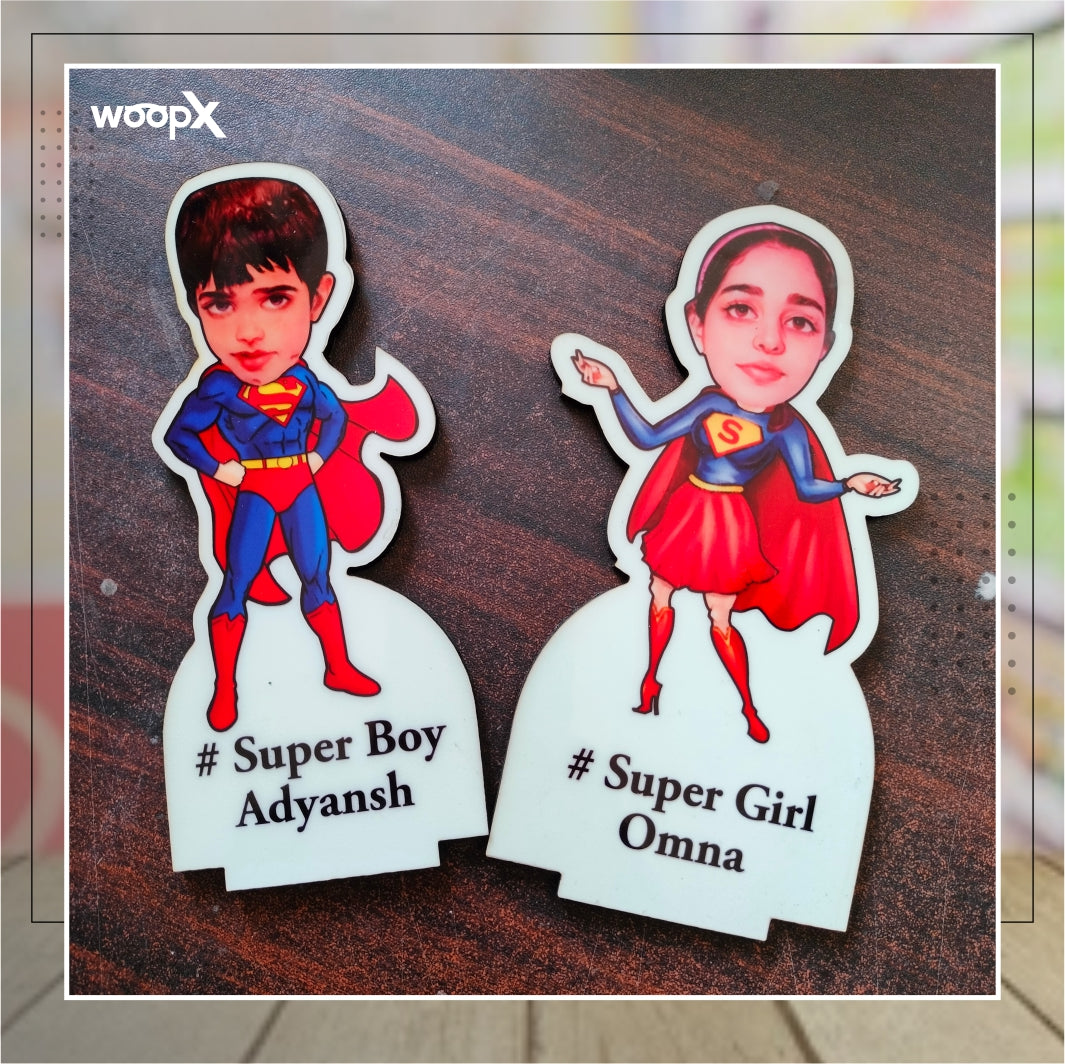 Custom Super Boy & Super Girl Caricature Combo - Set of 2