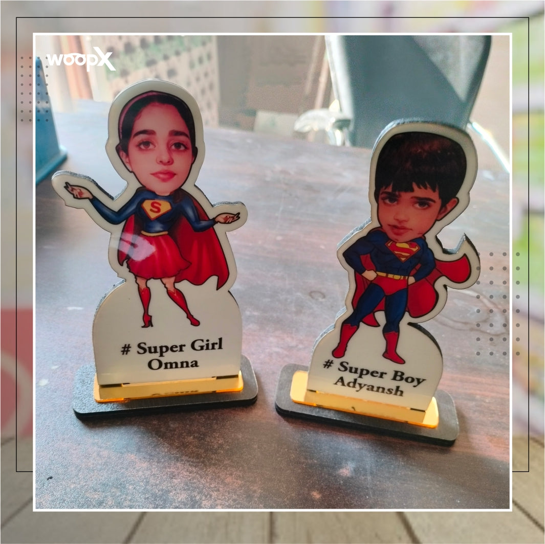 Custom Super Boy & Super Girl Caricature Combo - Set of 2