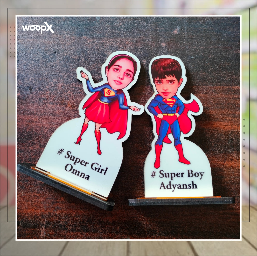 Custom Super Boy & Super Girl Caricature Combo - Set of 2