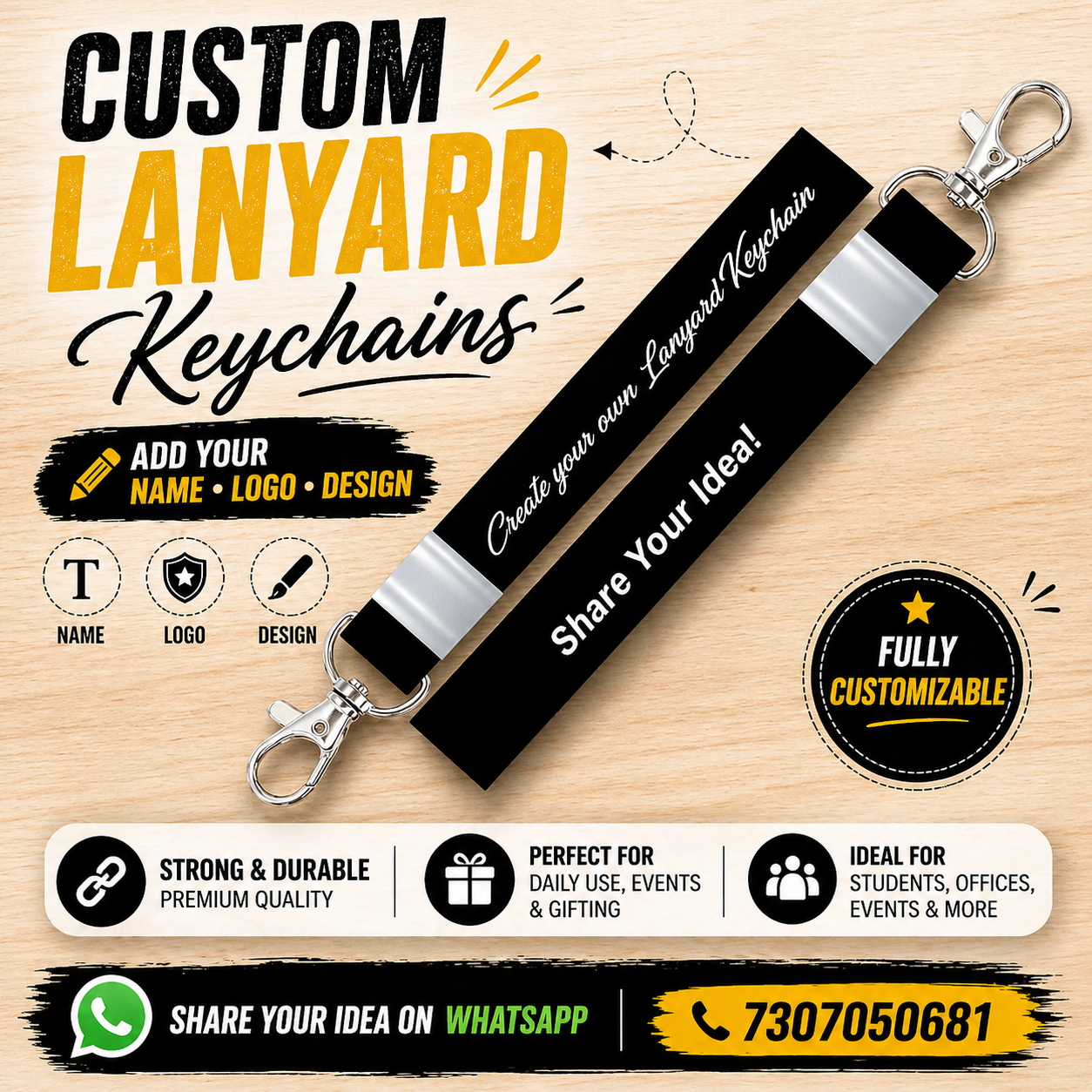 Custom Lanyard Keychain – Bike, Car,Auto, Truck, Pickup, Tractor or Any Vehicle - Personalized Name, Logo & Design Lanyards India | Woopx