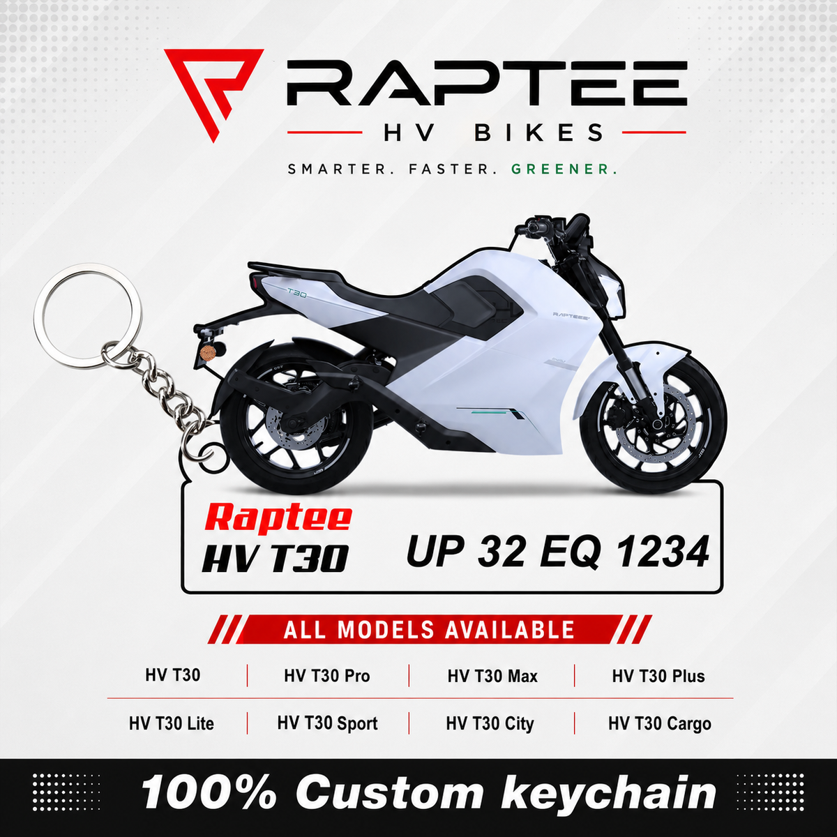 Raptee HV Bikes - All Models - Personalized Raptee HV Printed Keychain