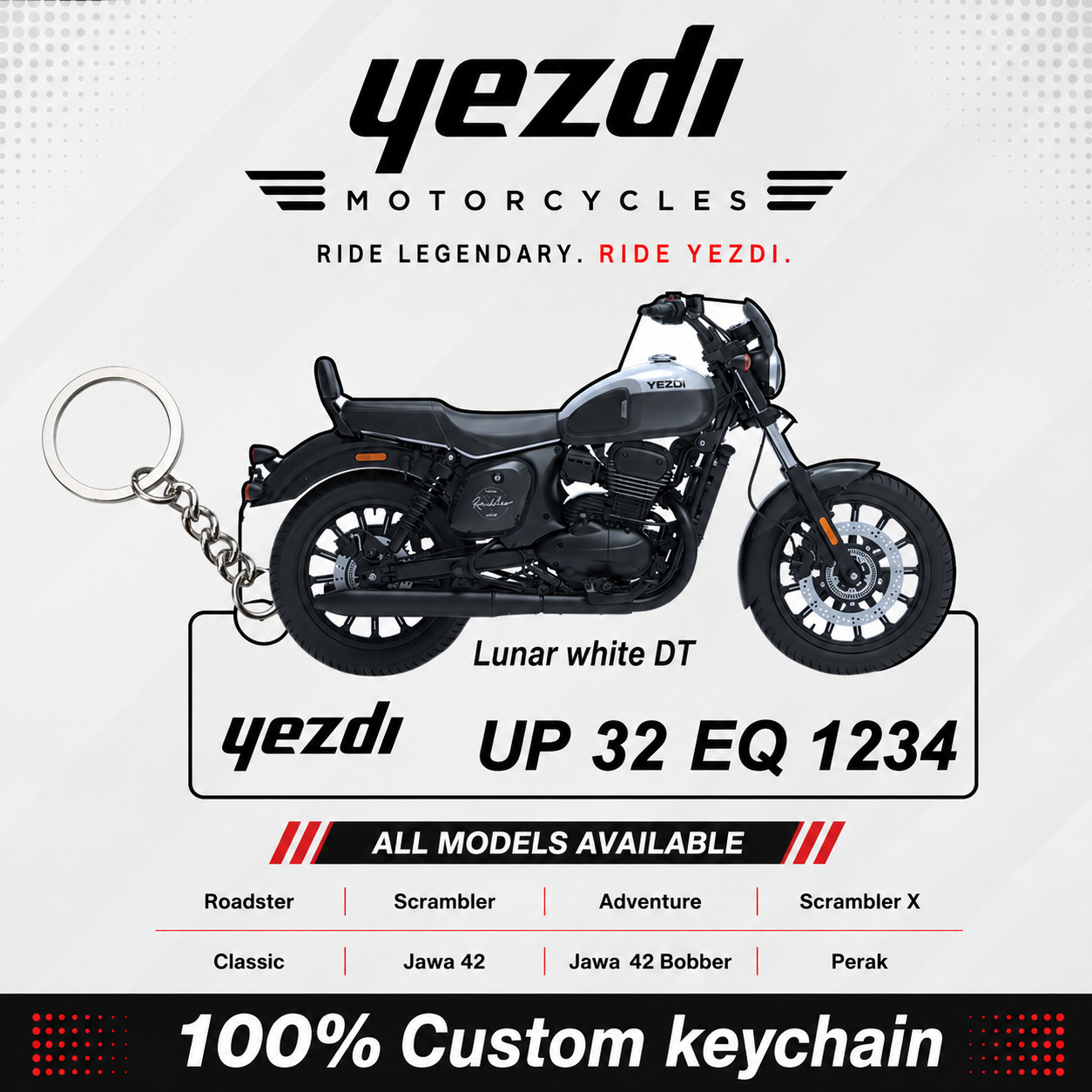 Yezdi Bikes - All Models - Personalized Yezdi Printed Keychain