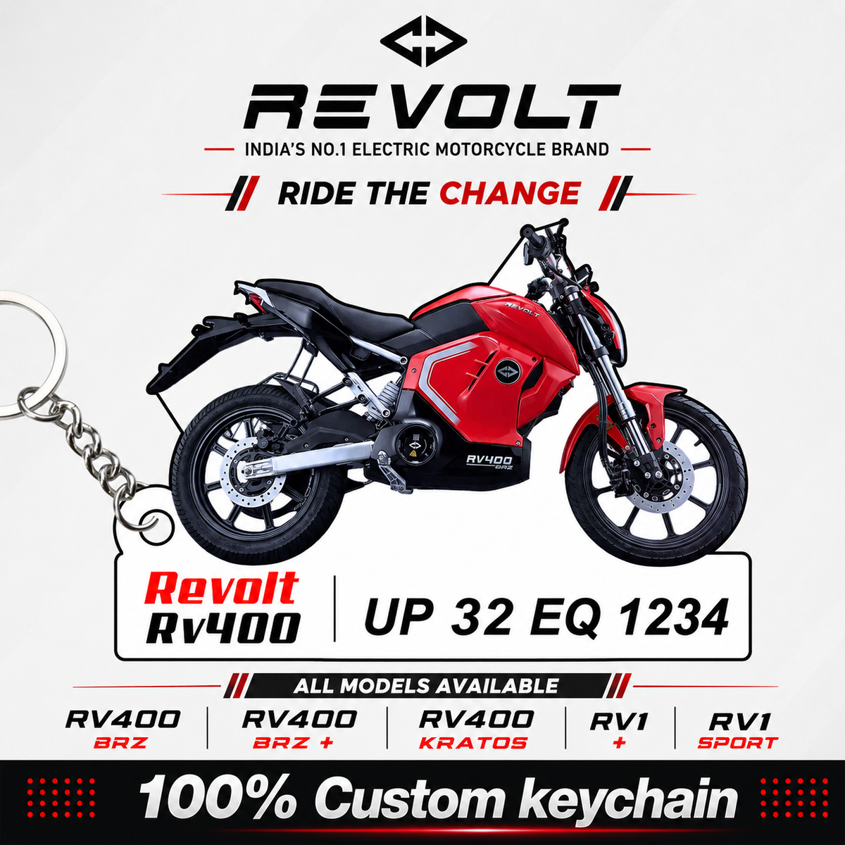 Revolt Bikes - All Models - Personalized Revolt Printed Keychain