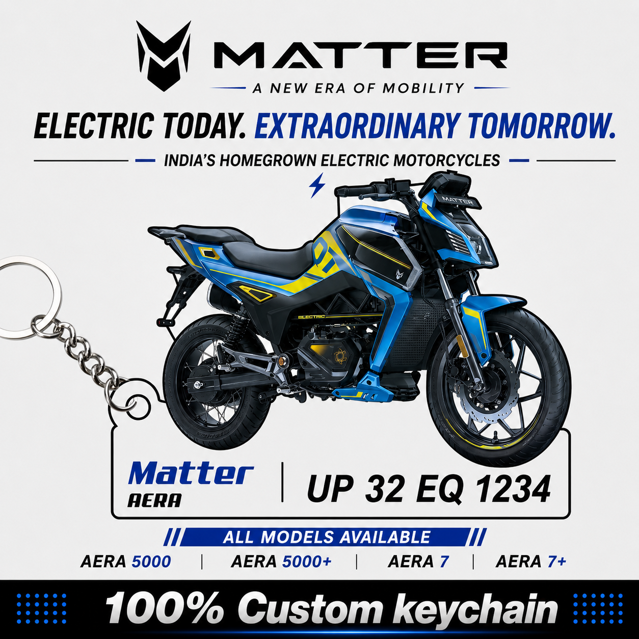 Matter Bikes - All Models - Personalized Matter Printed Keychain