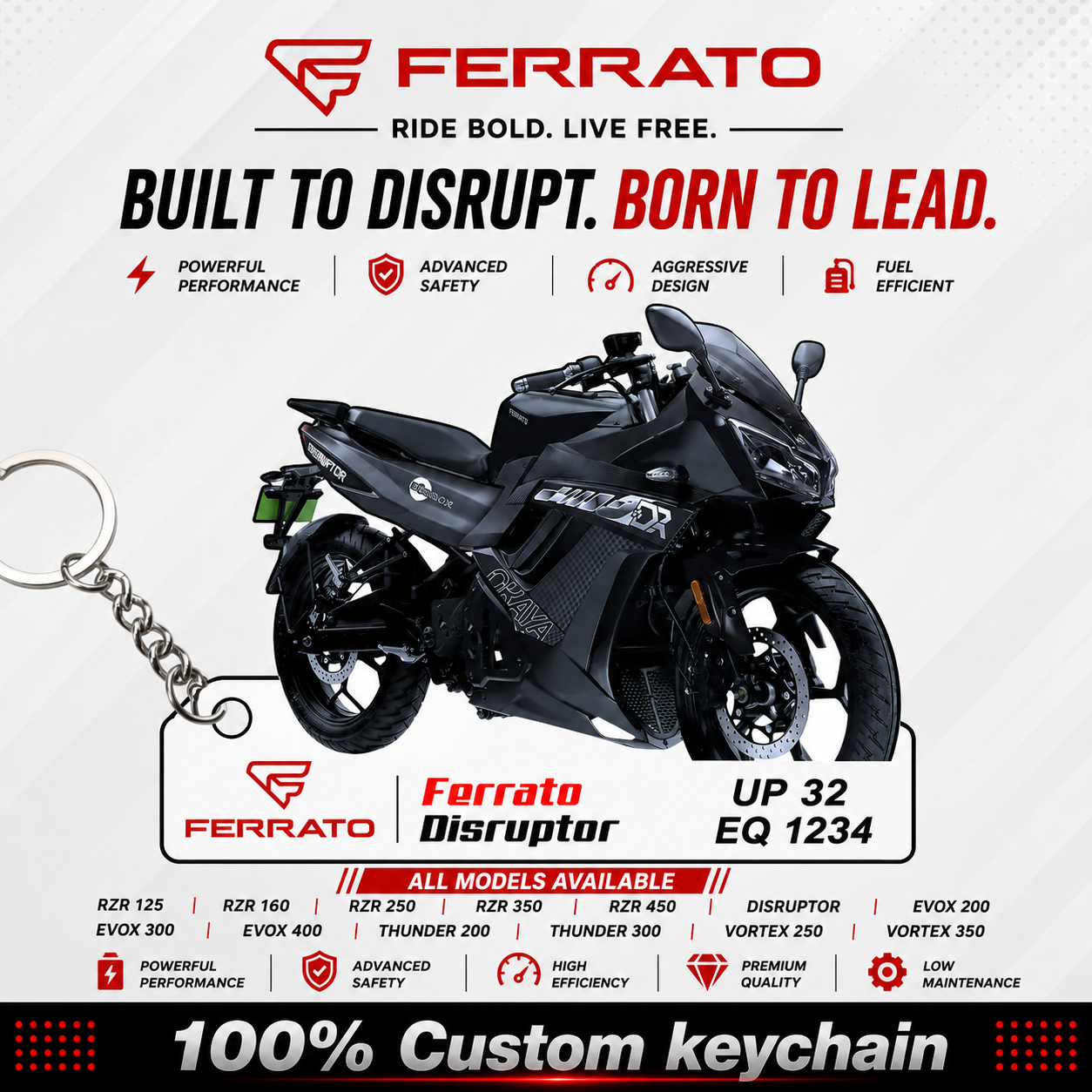 Ferrato Bikes - All Models - Personalized Ferrato Printed Keychain