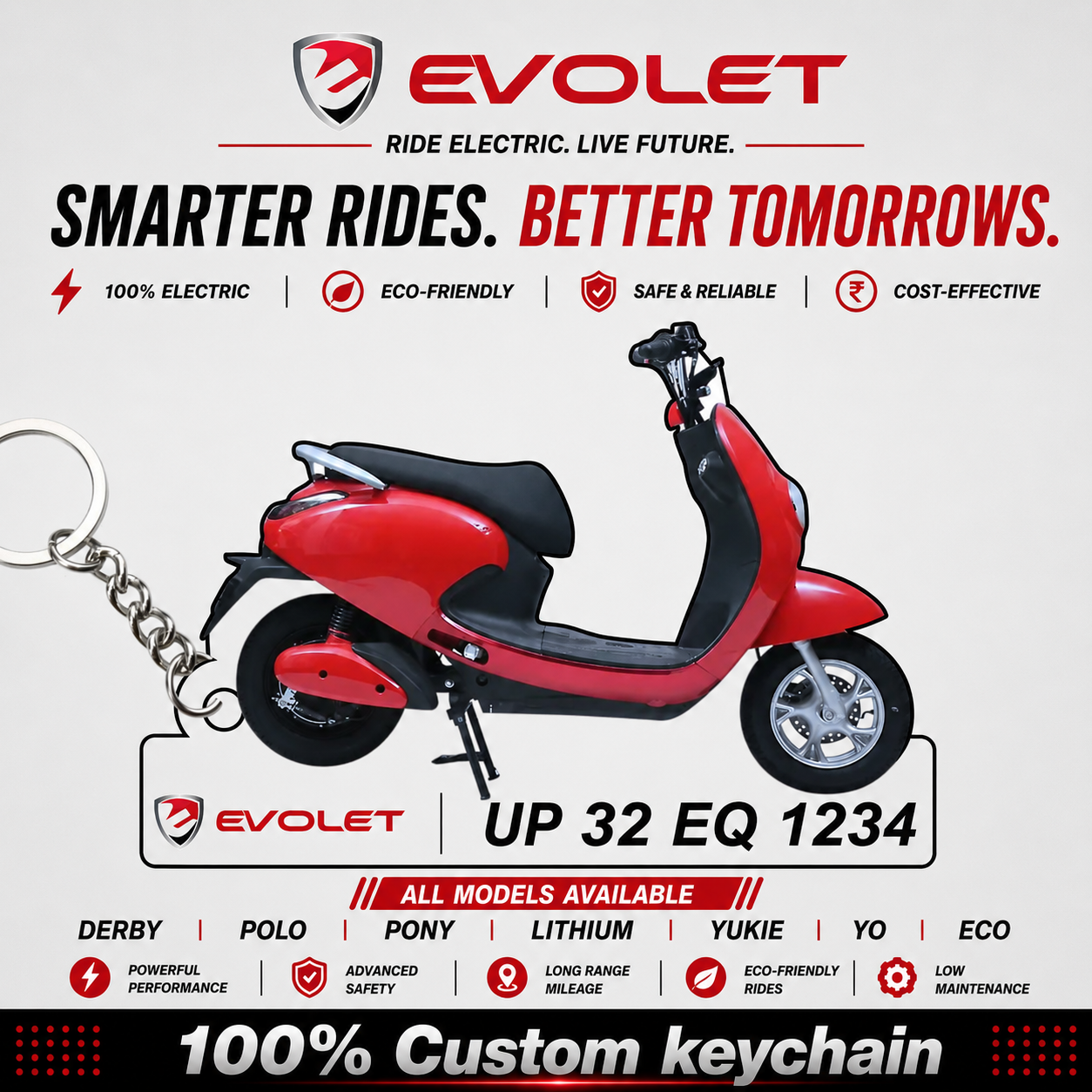 Evolet Scooters - All Models - Personalized Evolet Printed Keychain