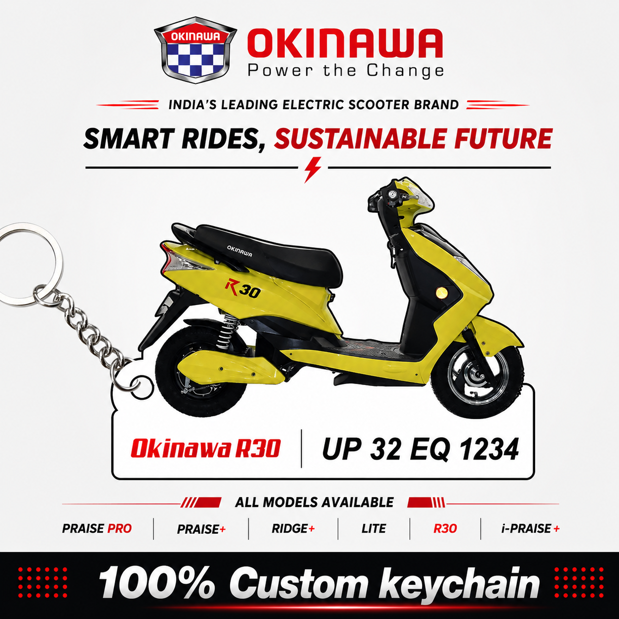 Okinawa Scooters - All Models - Personalized Okinawa Printed Keychain