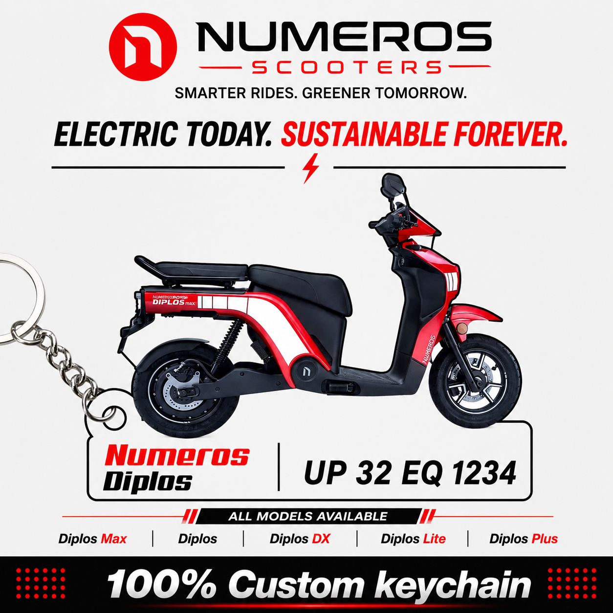 Numeros Scooters - All Models - Personalized Numeros Printed Keychain