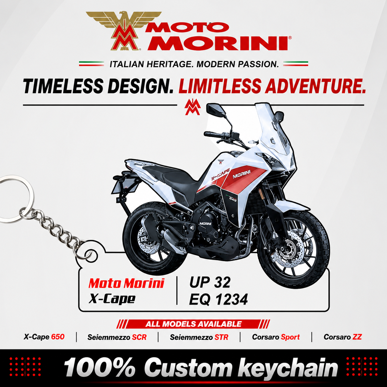 Moto Morini Bikes - All Models - Personalized Moto Morini Printed Keychain