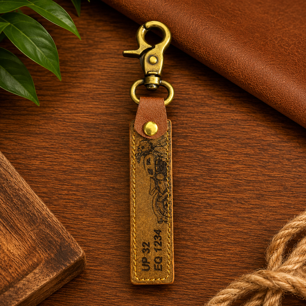Custom Vegan Leather Keychain with Laser Engraving
