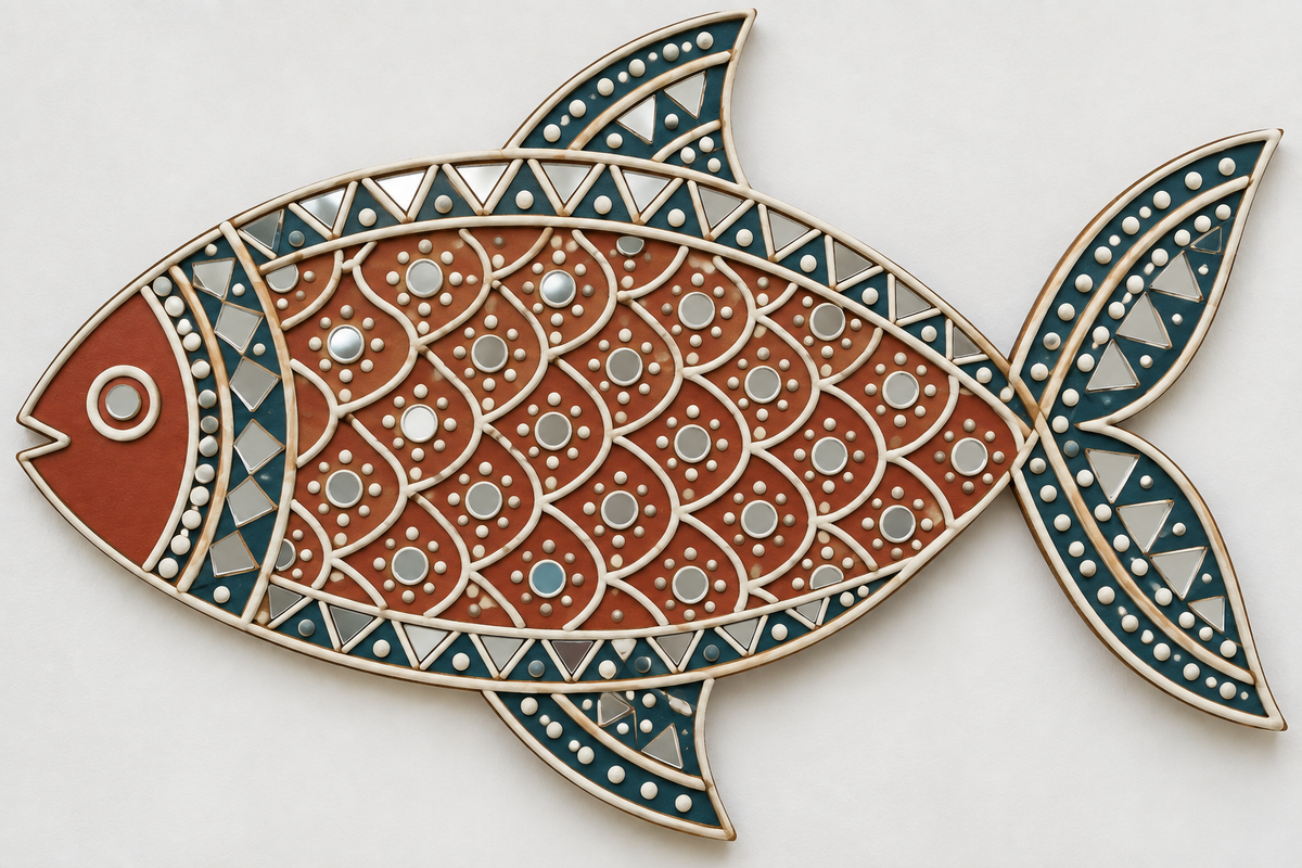 Geometric Scale Fish Pre-Marked Fish-Shaped MDF Board - DIY - Pre-Marked MDF