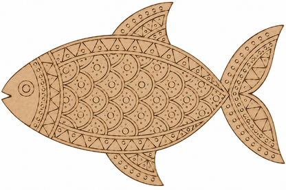 Geometric Scale Fish Pre-Marked Fish-Shaped MDF Board - DIY - Pre-Marked MDF