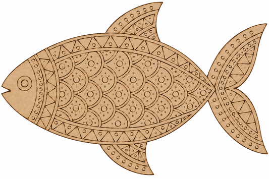 Geometric Scale Fish Pre-Marked Fish-Shaped MDF Board - DIY - Pre-Marked MDF