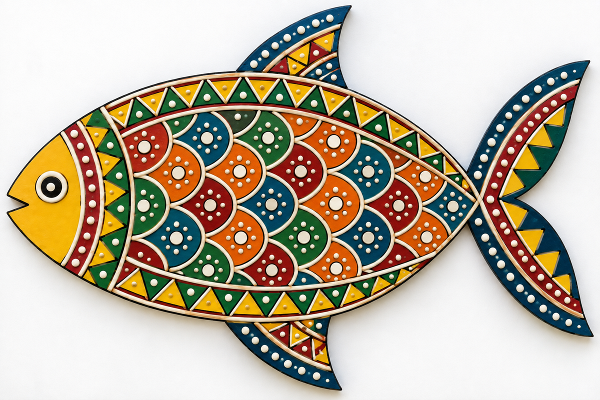 Folk Art Fish Pre-Marked Fish-Shaped MDF Board - DIY - Pre-Marked MDF