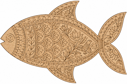 Folk Art Fish Pre-Marked Fish-Shaped MDF Board - DIY - Pre-Marked MDF