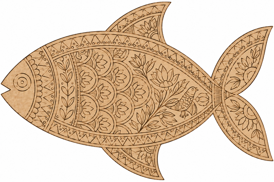 Folk Art Fish Pre-Marked Fish-Shaped MDF Board - DIY - Pre-Marked MDF