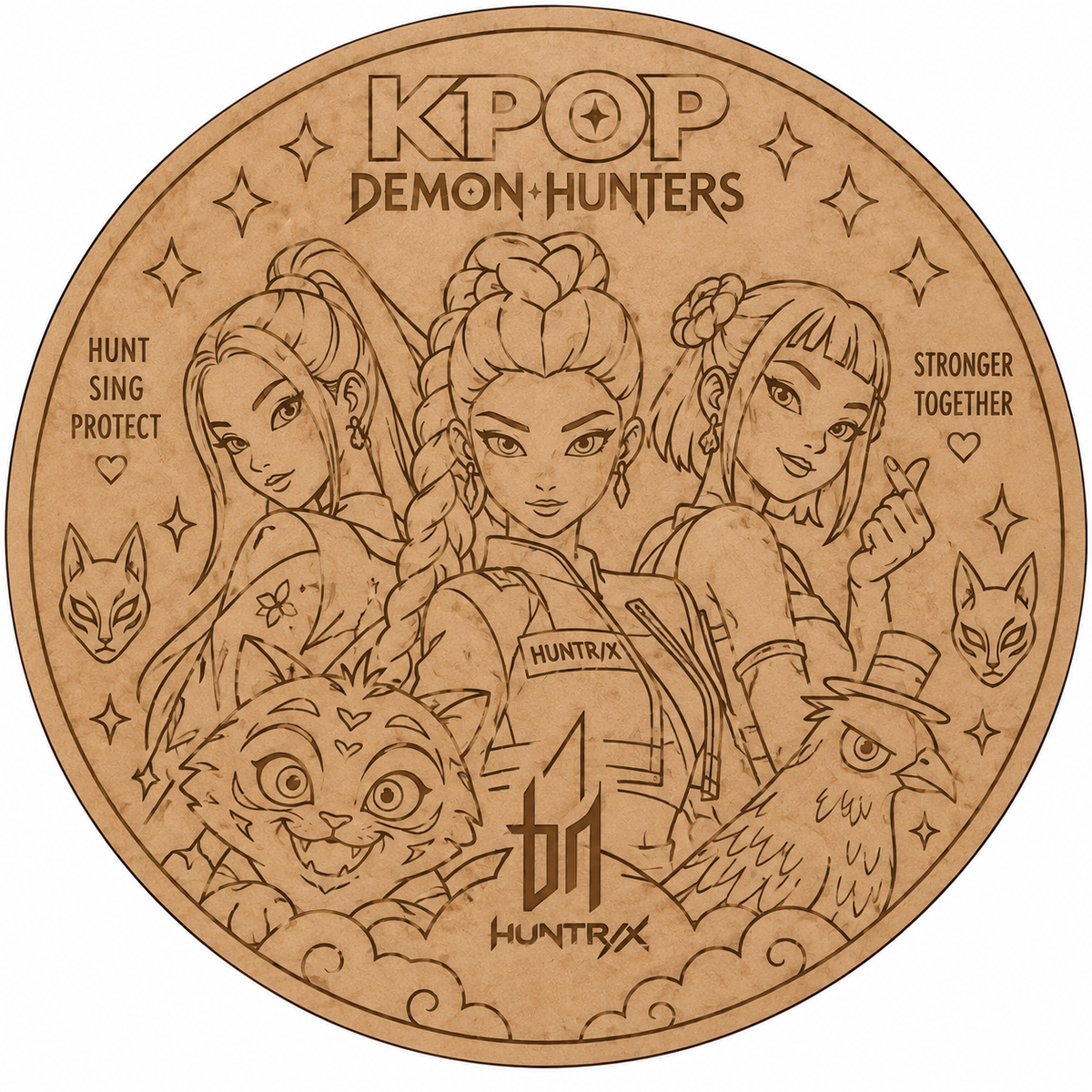 K-Pop Demon Hunters Huntrix Edition Pre-Marked Round MDF Board - DIY - Pre-Marked MDF