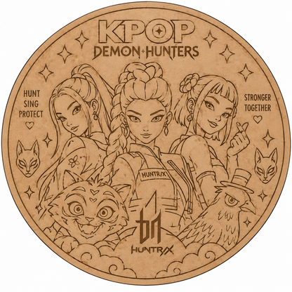 K-Pop Demon Hunters Huntrix Edition Pre-Marked Round MDF Board - DIY - Pre-Marked MDF