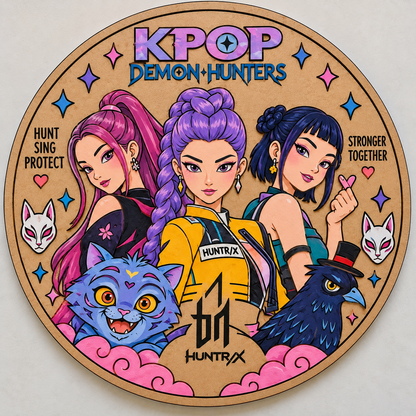 K-Pop Demon Hunters Huntrix Edition Pre-Marked Round MDF Board - DIY - Pre-Marked MDF