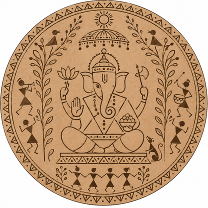 Warli Ganesha Engraved MDF Wall Art - DIY - Pre-Marked MDF