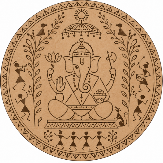 Warli Ganesha Engraved MDF Wall Art - DIY - Pre-Marked MDF