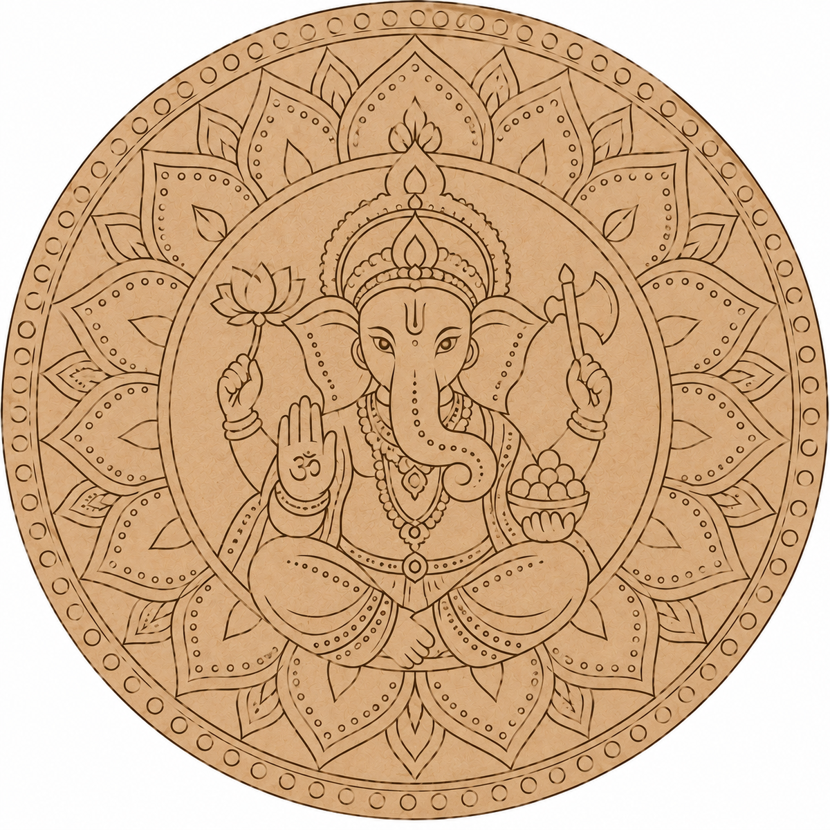 Ganesha Mandala Engraved MDF Wall Art - DIY - Pre-Marked MDF