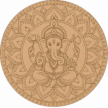 Ganesha Mandala Engraved MDF Wall Art - DIY - Pre-Marked MDF