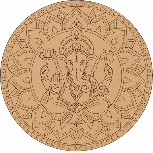 Ganesha Mandala Engraved MDF Wall Art - DIY - Pre-Marked MDF
