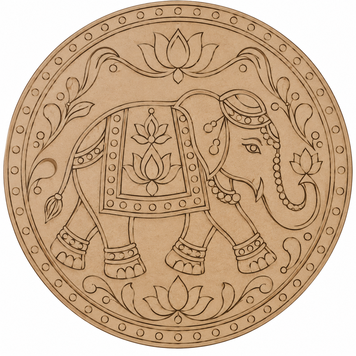 Elephant Mandala Engraved MDF Wall Art - DIY Craft - DIY - Pre-Marked MDF