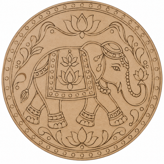 Elephant Mandala Engraved MDF Wall Art - DIY Craft - DIY - Pre-Marked MDF